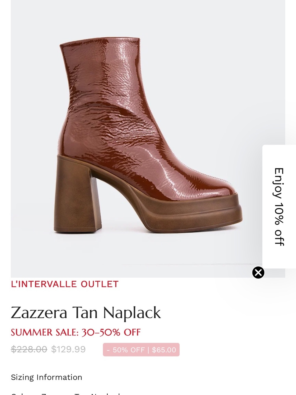 L'INTERVALLE Brown Tan Patent Platform Ankle Boot